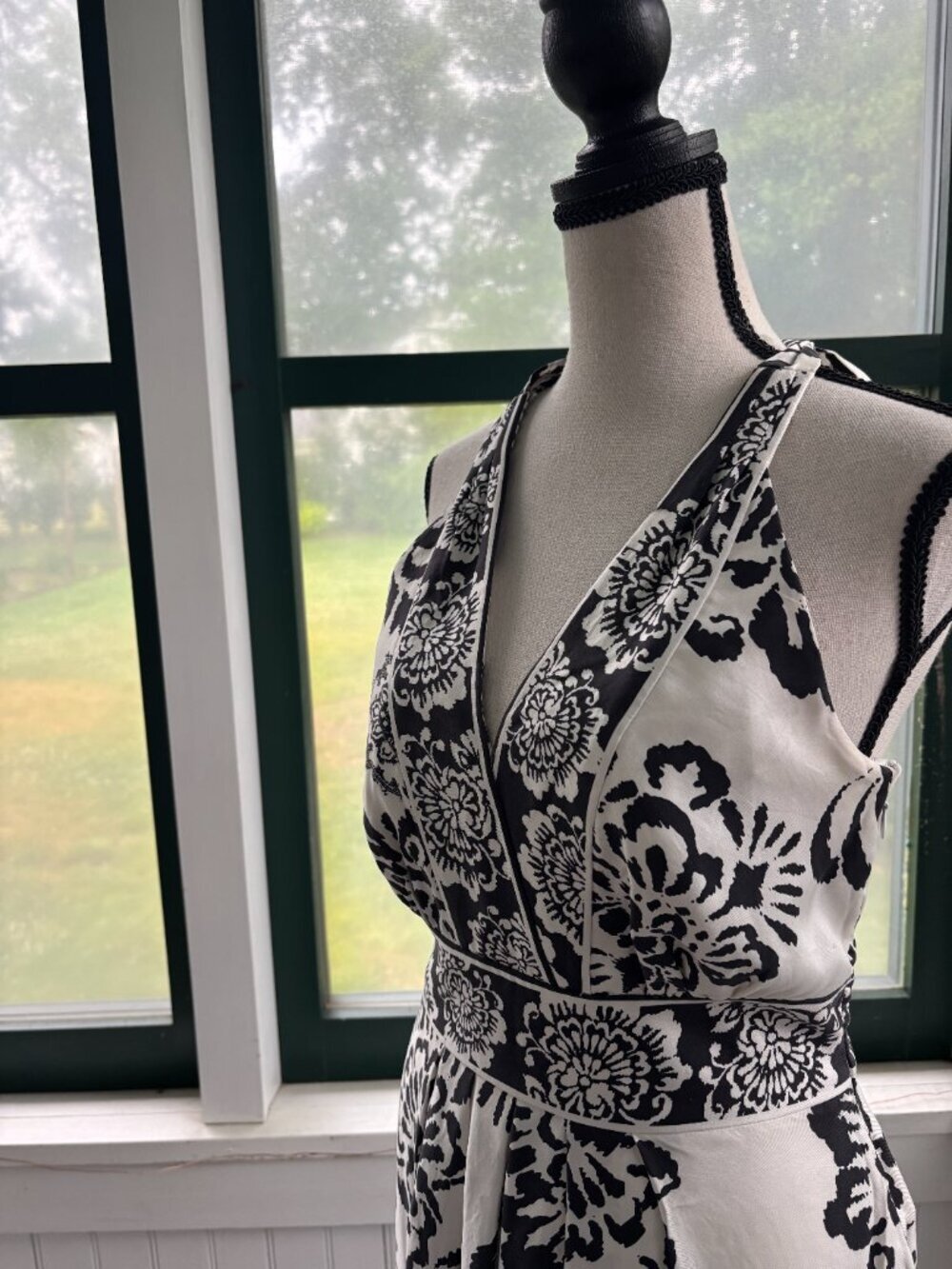White House Black Market Damask Silk Halter Midi Dress Size 6 Like New - Picture 2 of 6